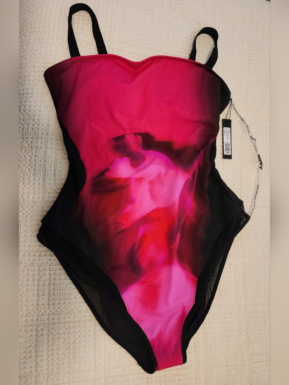 TA3 Squarey Mesh Contour Rouge Hyperfloral Swimsuit 3X Reg/Long NWT Corset Back